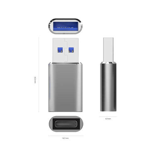 Adaptador USB 3.2 GEN2 Aisens A108-0677/ USB Tipo-C Hembra - USB Macho