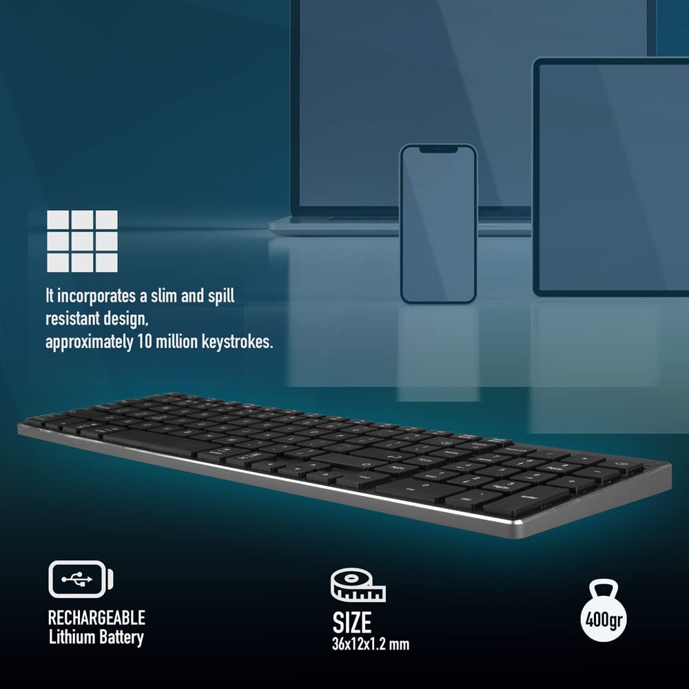 Teclado Inalámbrico por Bluetooth NGS Fortune-BT/ Gris