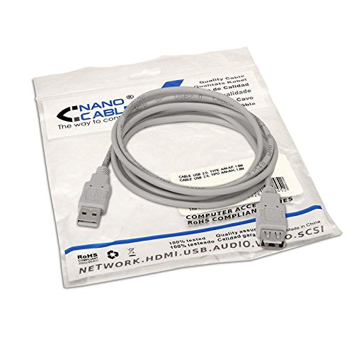 Cable Alargador USB 2.0 Nanocable 10.01.0202/ USB Macho - USB Hembra/ 1m/ Beige