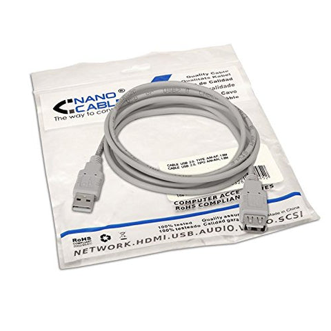 Cable Alargador USB 2.0 Nanocable 10.01.203/ USB Macho - USB Hembra/ 1.8m/ Beige