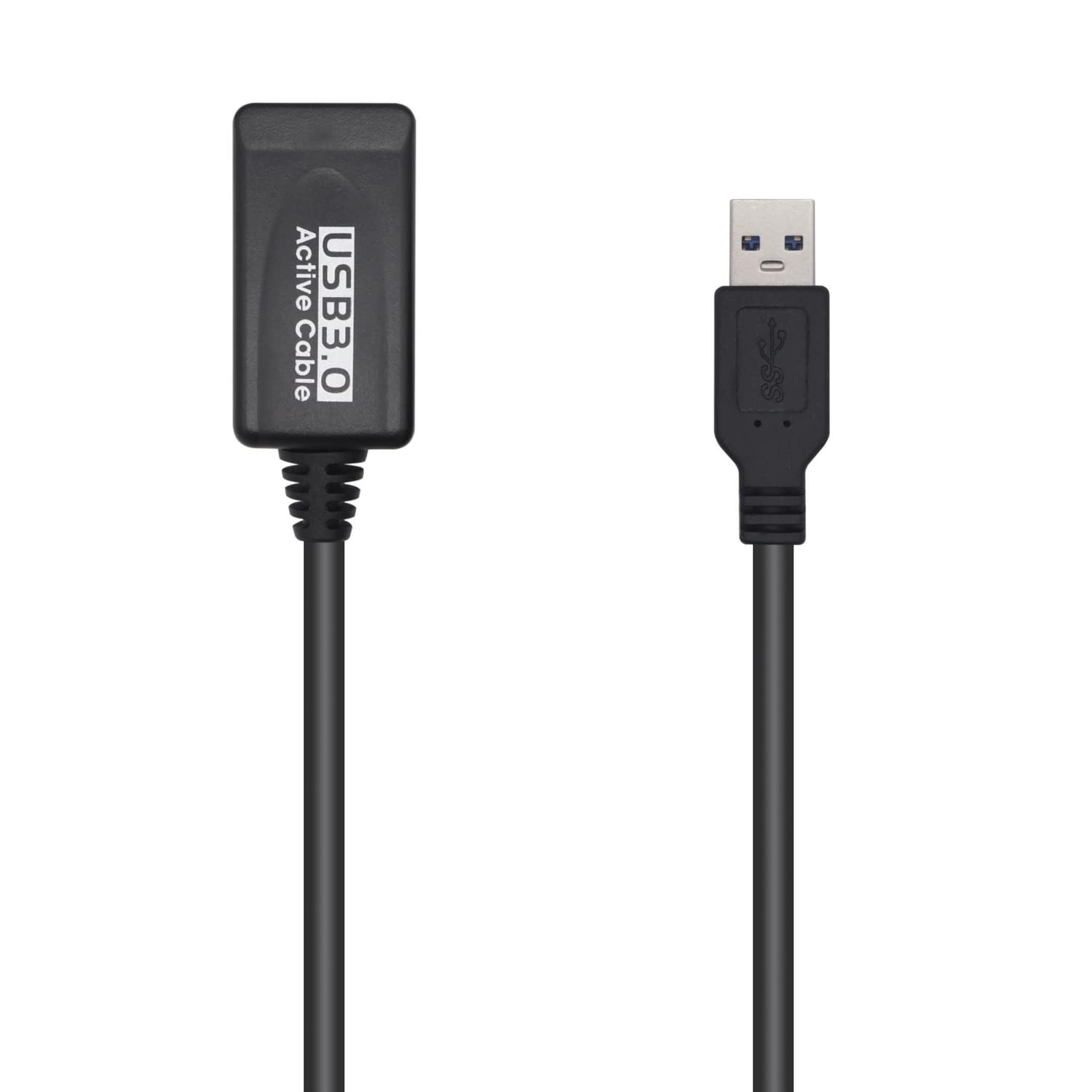 Cable Alargador USB 3.0 con Amplificador Aisens A105-0525/ USB Macho - USB Hembra/ Hasta 9W/ 625Mbps/ 5m/ Negro