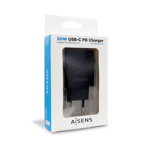 Cargador de Pared Aisens ASCH-1PD20-BK/ 1xUSB Tipo-C/ 20W