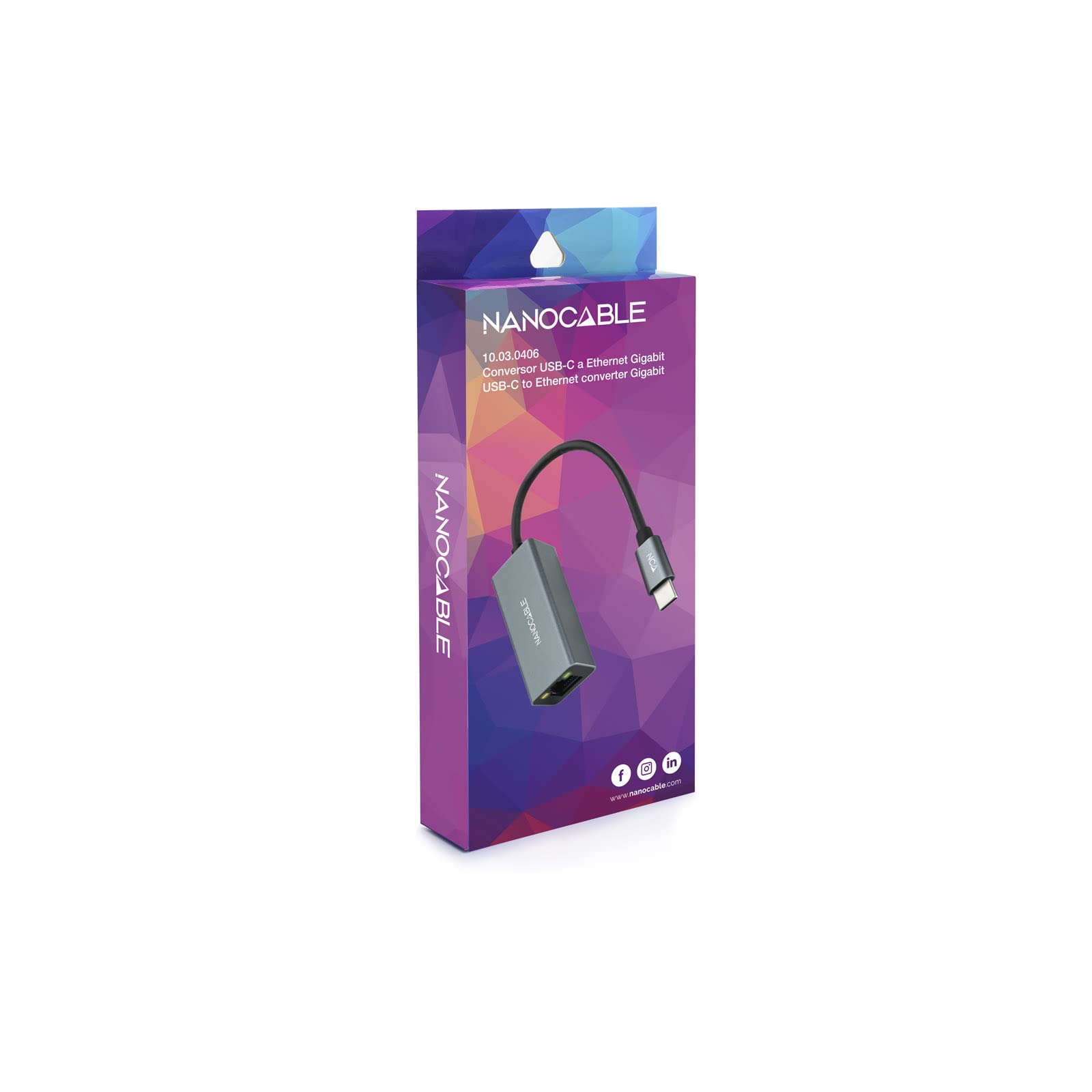 Adaptador Tipo-C - RJ45 Nanocable 10.03.0406/ 1000Mbps