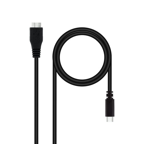 Cable USB 3.0 Tipo-C Nanocable 10.01.1201-BK/ USB Tipo-C Macho - MicroUSB Macho/ 1m/ Negro