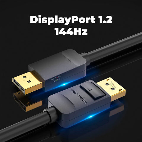 Cable DisplayPort 1.2 4K Vention HACBF/ DisplayPort Macho - DisplayPort Macho/ 1m/ Negro