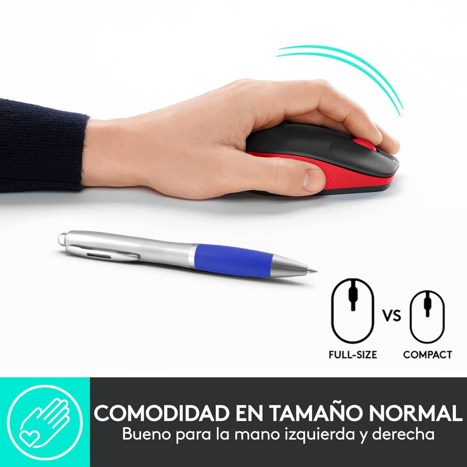 Ratón Inalámbrico Logitech M190/ Hasta 1000 DPI/ Rojo