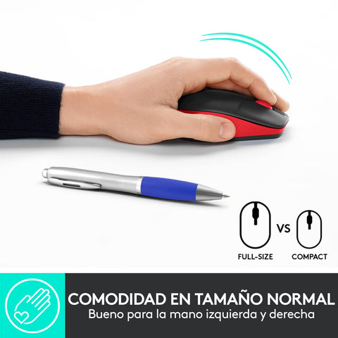 Ratón Inalámbrico Logitech M190/ Hasta 1000 DPI/ Rojo