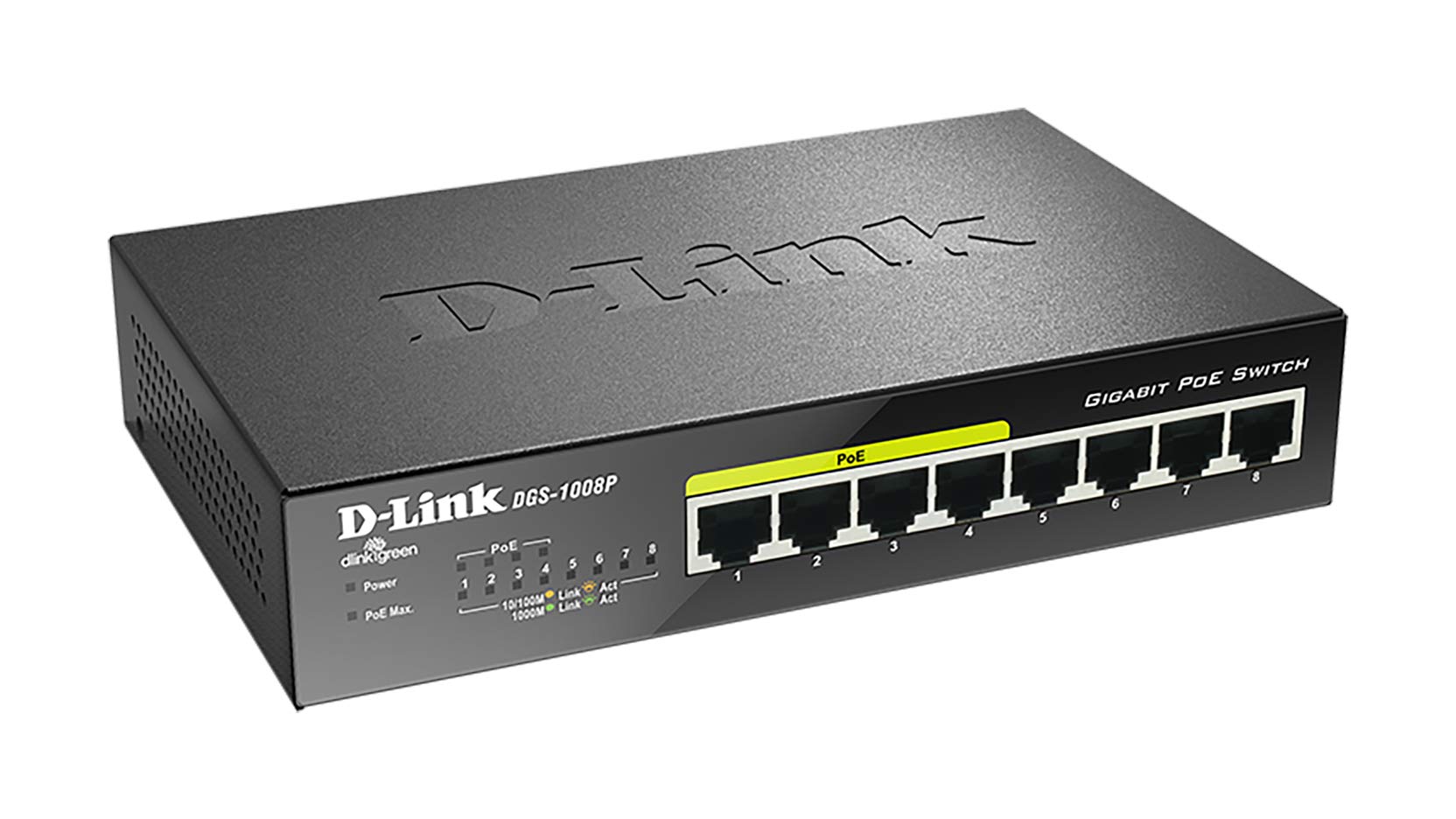 Switch D-Link DGS-1008P 8 Puertos/ RJ-45 Gigabit 10/100/1000/ PoE