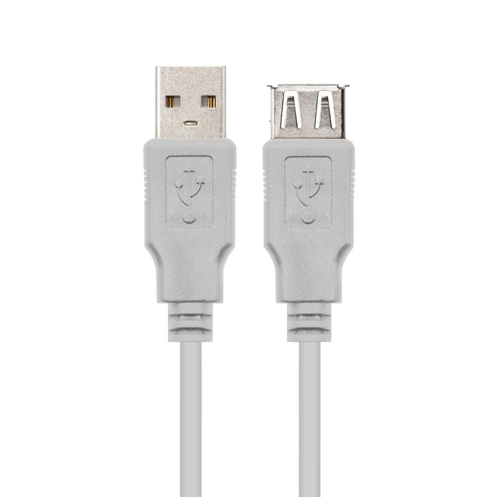 Cable Alargador USB 2.0 Nanocable 10.01.203/ USB Macho - USB Hembra/ 1.8m/ Beige