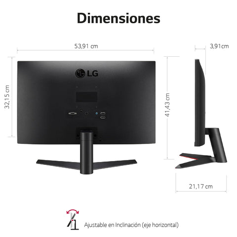 Monitor Gaming LG 24MP60G-B 23.8'/ Full HD/ 1ms/ 75Hz/ IPS/ Negro