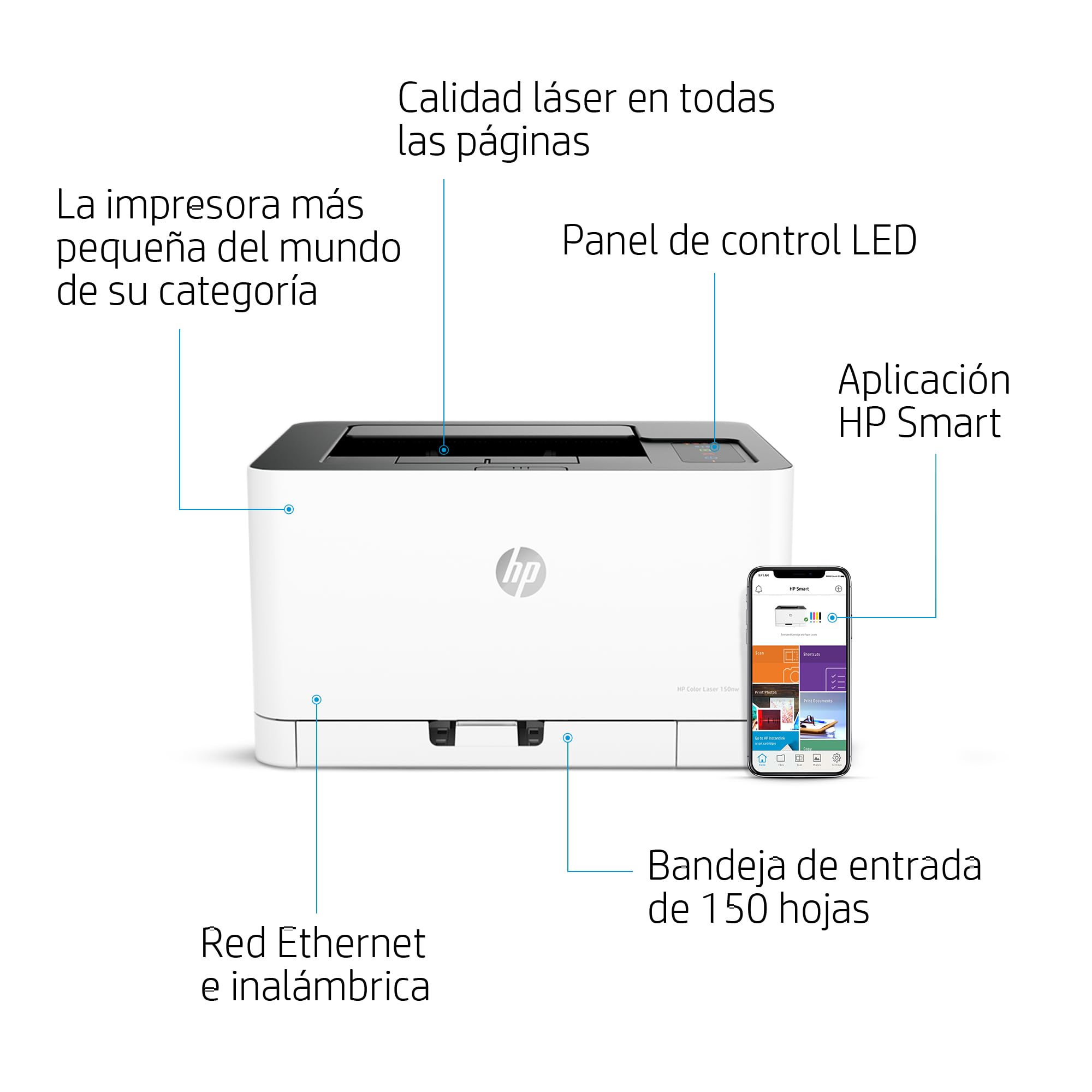 Impresora Láser Color HP 150NW WiFi/ Blanca