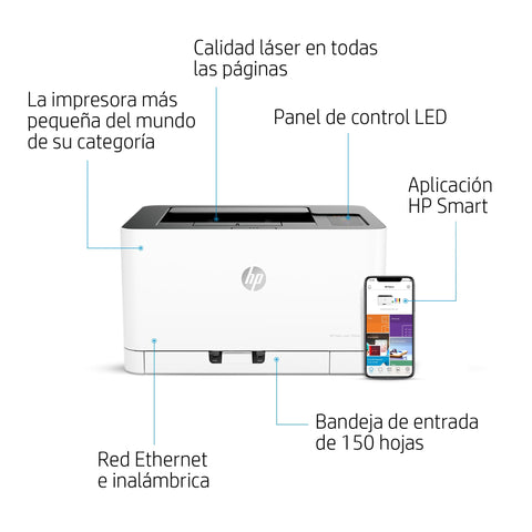 Impresora Láser Color HP 150NW WiFi/ Blanca