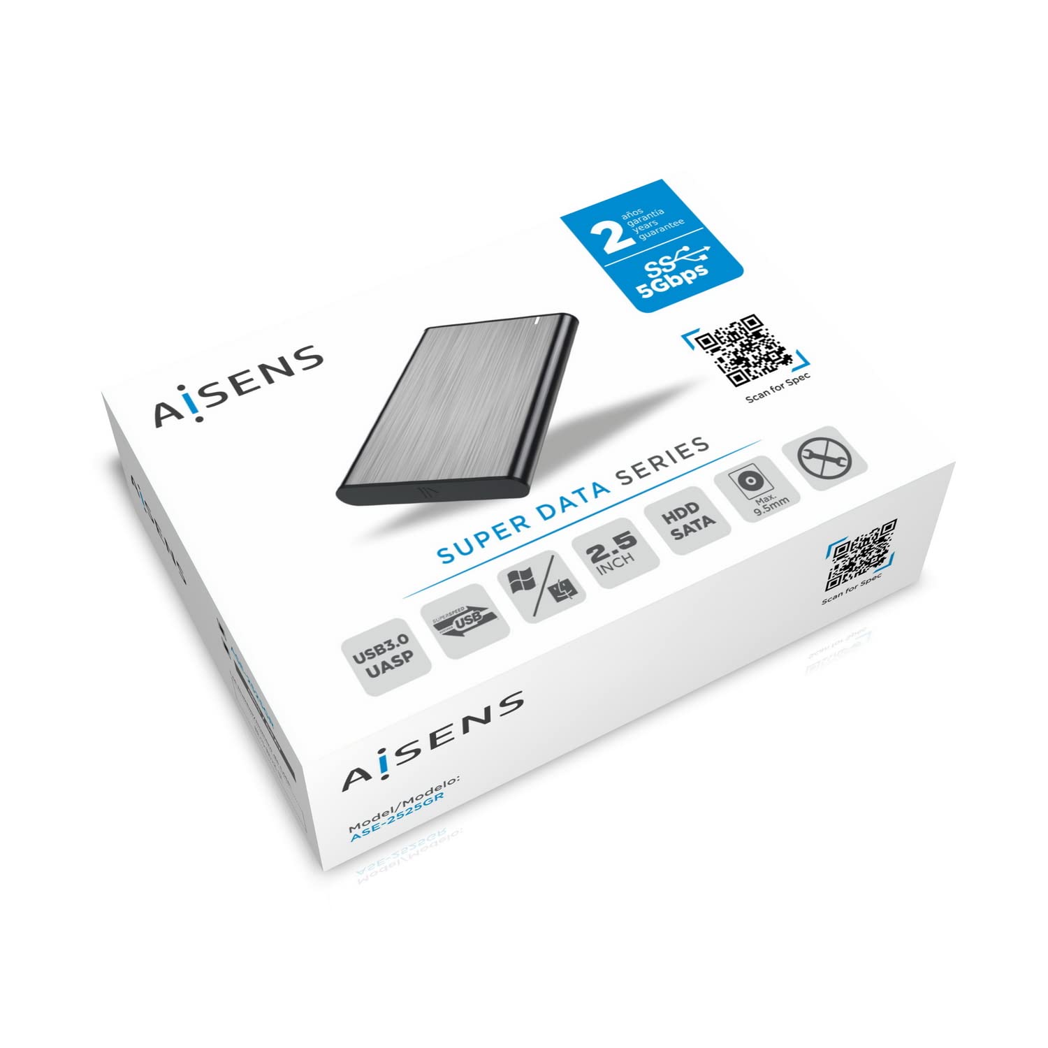 Caja Externa para Disco Duro de 2.5' Aisens ASE-2525GR/ USB 3.1/ Sin tornillos