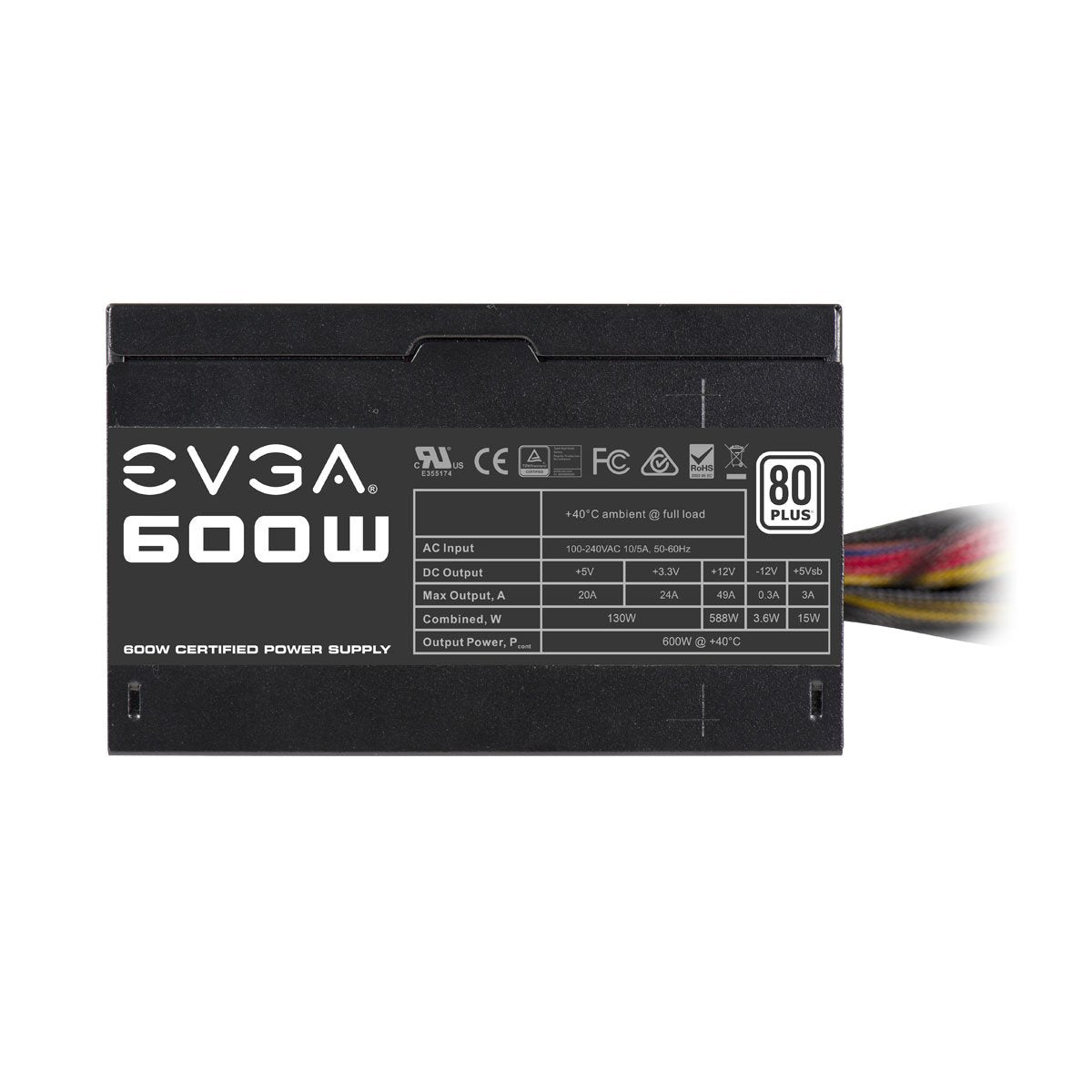 Fuente de alimentación EVGA 600W/ 600W/ Ventilador 12cm/ 80 Plus