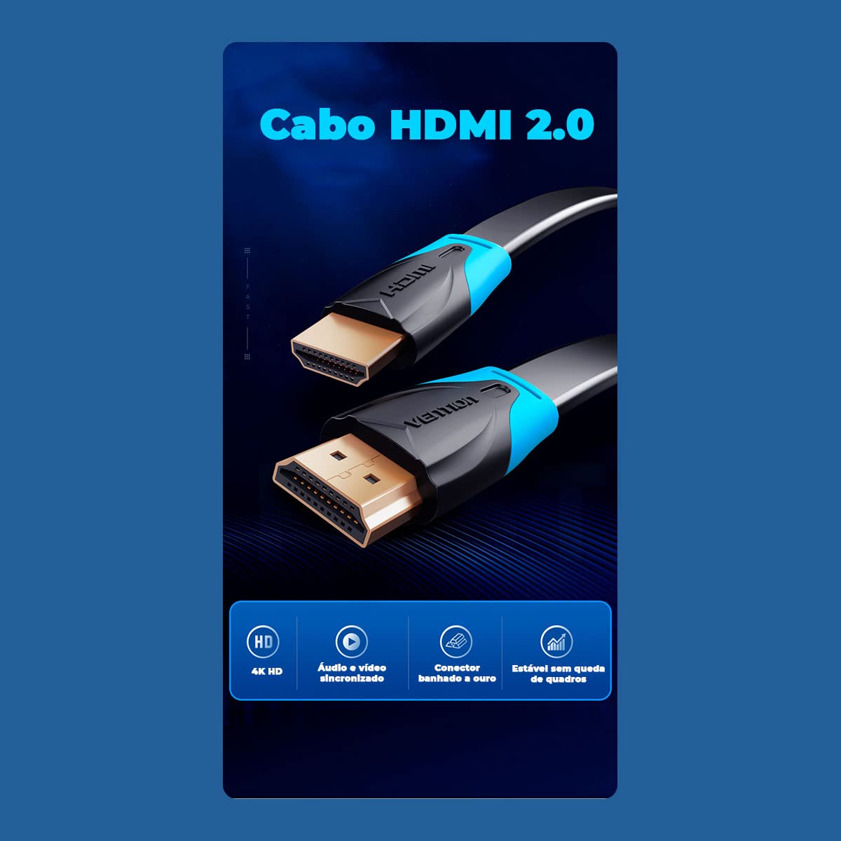 Cable HDMI 2.0 4K Vention VAA-B02-L150/ HDMI Macho - HDMI Macho/ 1.5m/ Negro