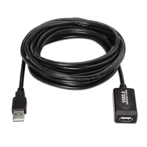 Cable Alargador USB 2.0 Aisens A101-0018/ USB Macho - USB Hembra/ Hasta 2.5W/ 60Mbps/ 5m/ Negro