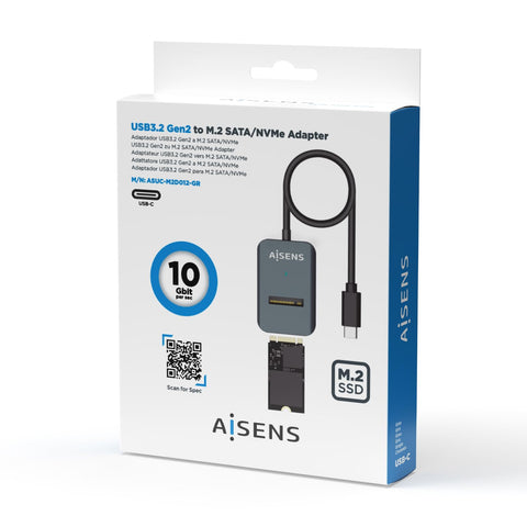 Dock USB Tipo-C para SSD M2 SATA/NVMe Aisens ASUC-M2D012-GR/ Gris