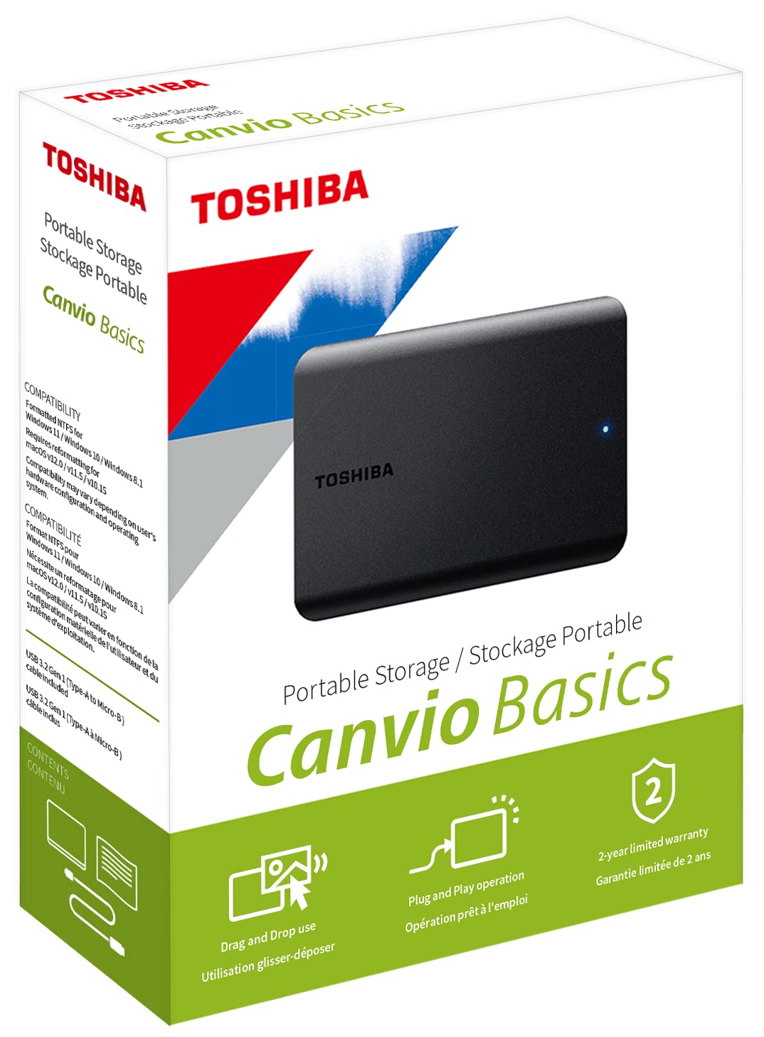 Disco Duro Externo Toshiba 1TB Canvio Basics 2022 2.5'/ USB 3.2