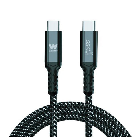 Cable USB 3.1 Tipo-C Woxter PE26-184/ USB Tipo-C Macho - USB Tipo-C Macho/ Hasta 100W/ 10Gbps/ 2m/ Negro