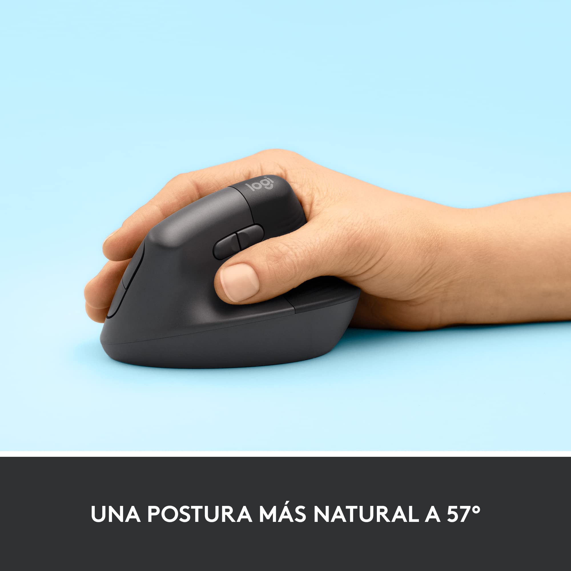 Ratón Ergonómico Inalámbrico por Bluetooth/ 2.4GHz Logitech Lift Vertical Ergonomic Mouse/ Hasta 4000 DPI/ Grafito