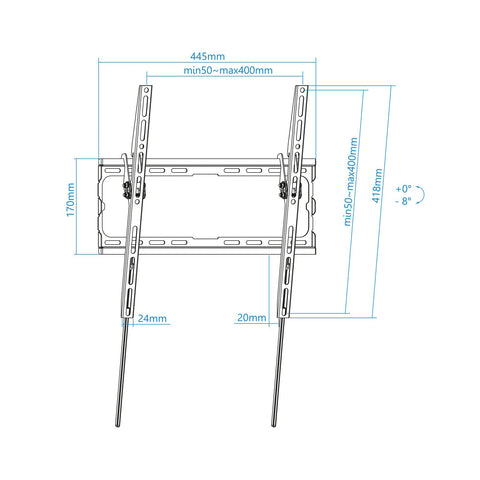 Soporte de Pared Fijo / Inclinable TooQ LP1071T-B para TV de 32-70'/ hasta 45kg