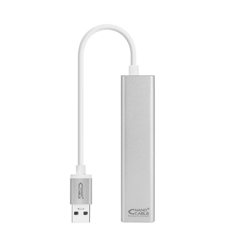 Hub USB 3.0 Nanocable 10.03.0403/ 3xUSB/ 1xRJ45/ Gris