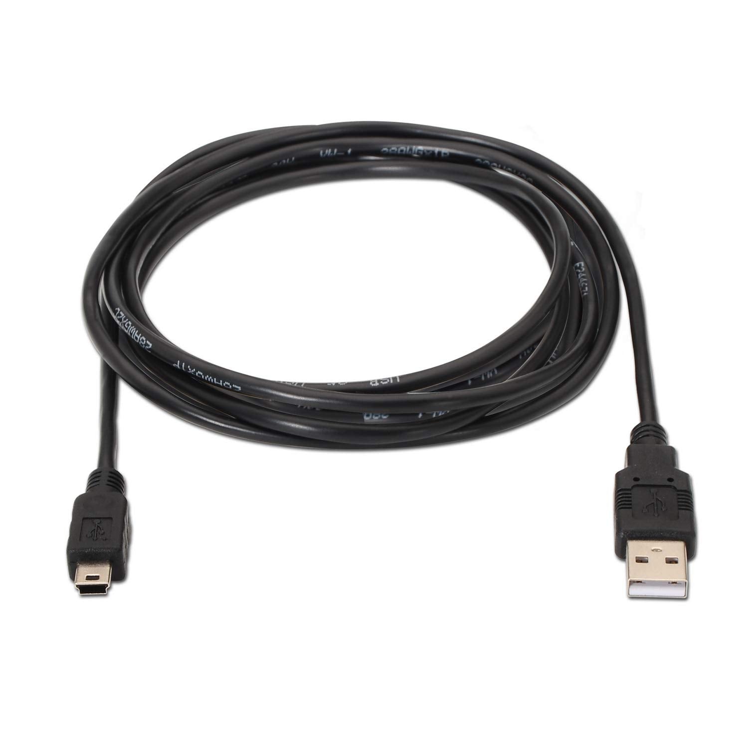 Cable USB 2.0 Aisens A101-0024/ USB Macho - USB Mini Macho/ Hasta 2.5W/ 60Mbps/ 1m/ Negro