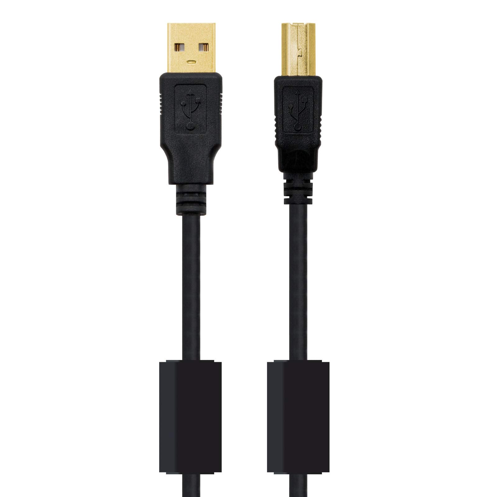 Cable USB 2.0 Impresora Nanocable 10.01.1202/ USB Tipo-B Macho - USB Macho / 2m/ Negro