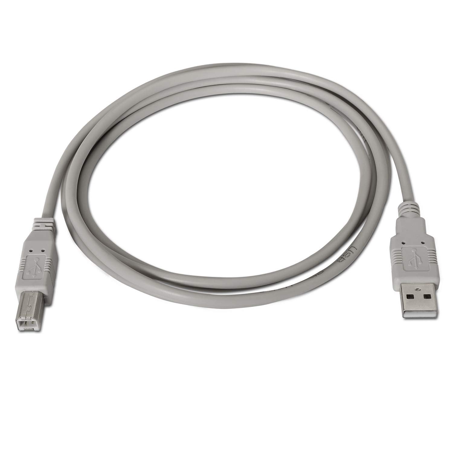 Cable USB 2.0 Impresora Aisens A101-0001/ USB Tipo-B Macho - USB Macho/ Hasta 2.5W/ 60Mbps/ 1m/ Beige