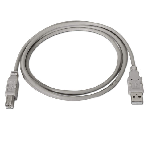 Cable USB 2.0 Impresora Aisens A101-0003/ USB Tipo-B Macho - USB Macho/ Hasta 2.5W/ 60Mbps/ 3m/ Beige