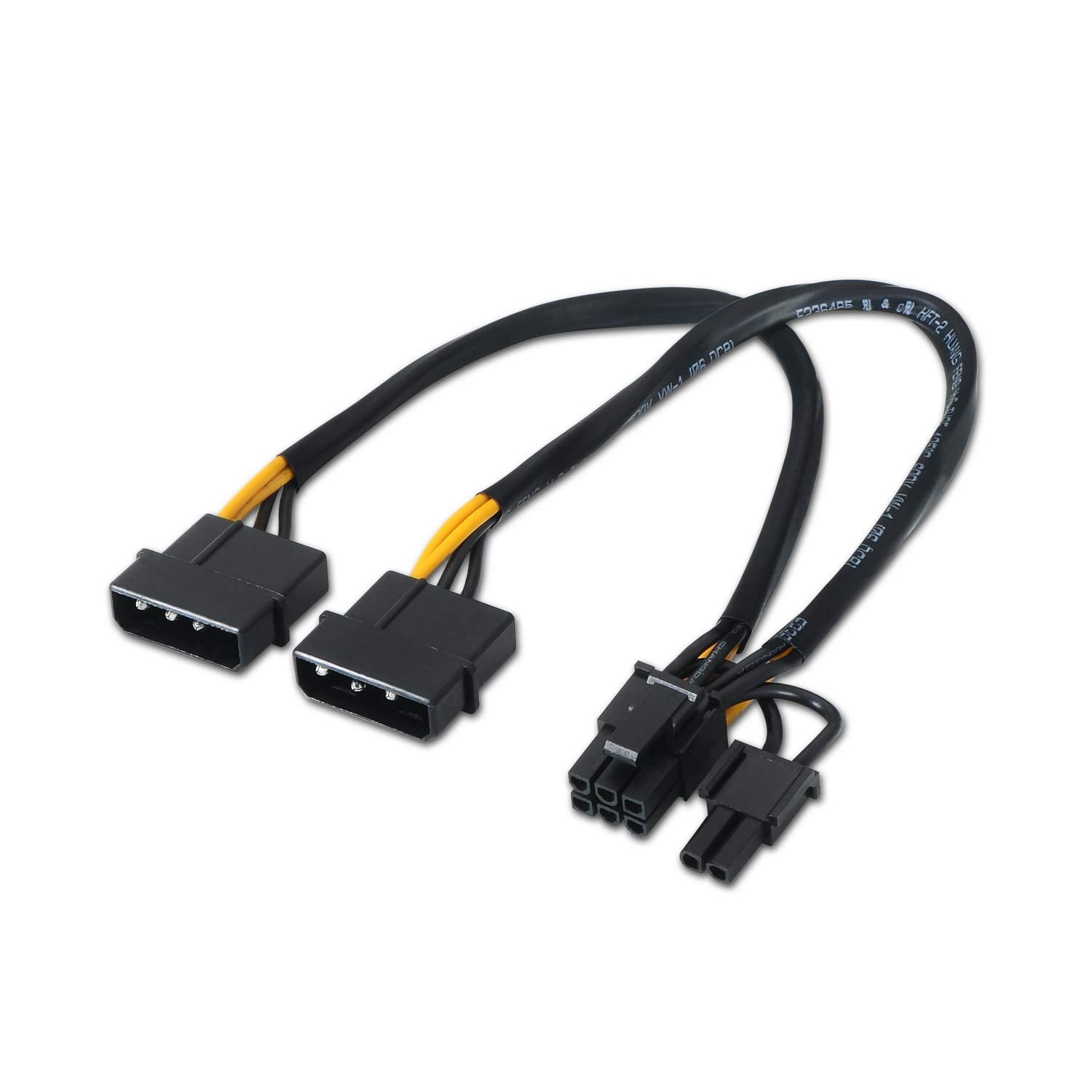 Cable Alimentación Tarjeta Gráfica Aisens A131-0165/ 2x Molex Macho - Molex 6+2 PIN Macho/ Hasta 54W/ 20cm