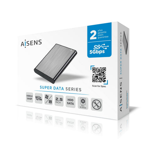 Caja Externa para Disco Duro de 2.5' Aisens ASE-2525GR/ USB 3.1/ Sin tornillos