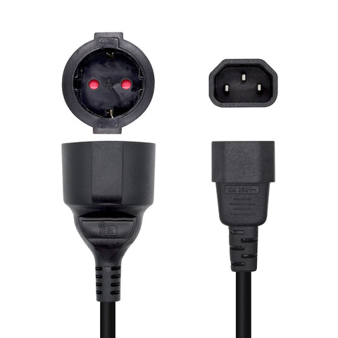 Adaptador Alimentación Aisens A132-0467/ C14 Macho - CEE7 Hembra/ 25cm/ Negro