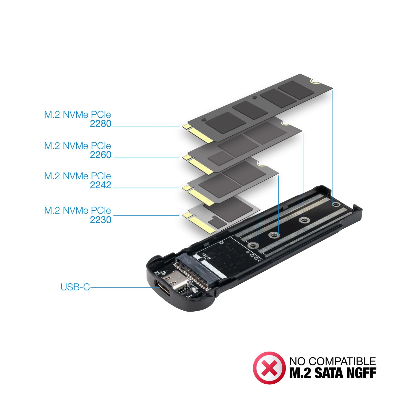 Caja Externa para Disco SSD M.2 NVMe TooQ TQE-2201BL/ USB 3.1 Gen2/ Sin tornillos