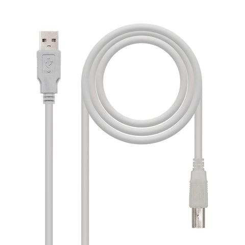 Cable USB 2.0 Impresora Nanocable 10.01.0104/ USB Tipo-B Macho - USB Macho/ 3m/ Beige