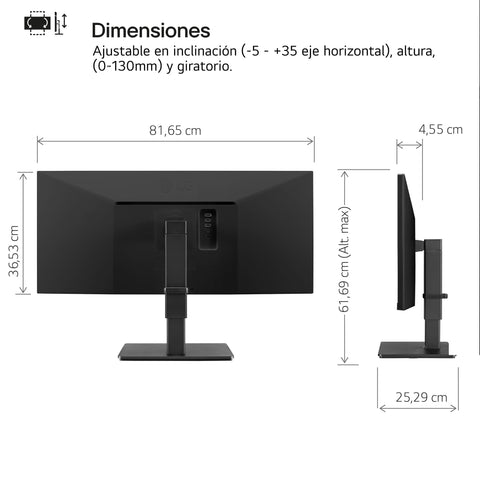 Monitor Profesional Ultrapanorámico LG 34BN670P-B 34'/ WFHD/ Multimedia/ Regulable en altura/ Negro