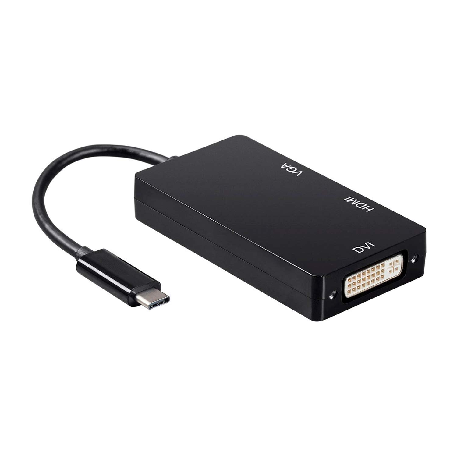 Conversor Aisens A109-0343/ USB Tipo-C Macho - DVI Hembra/ VGA Hembra / HDMI Hembra/ 15cm/ Negro