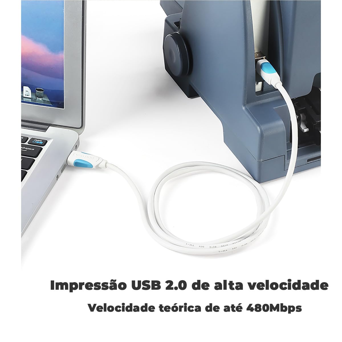 Cable USB 2.0 Impresora Vention VAS-A16-B100/ USB Tipo-B Macho - USB Macho/ 480Mbps/ 1m/ Negro