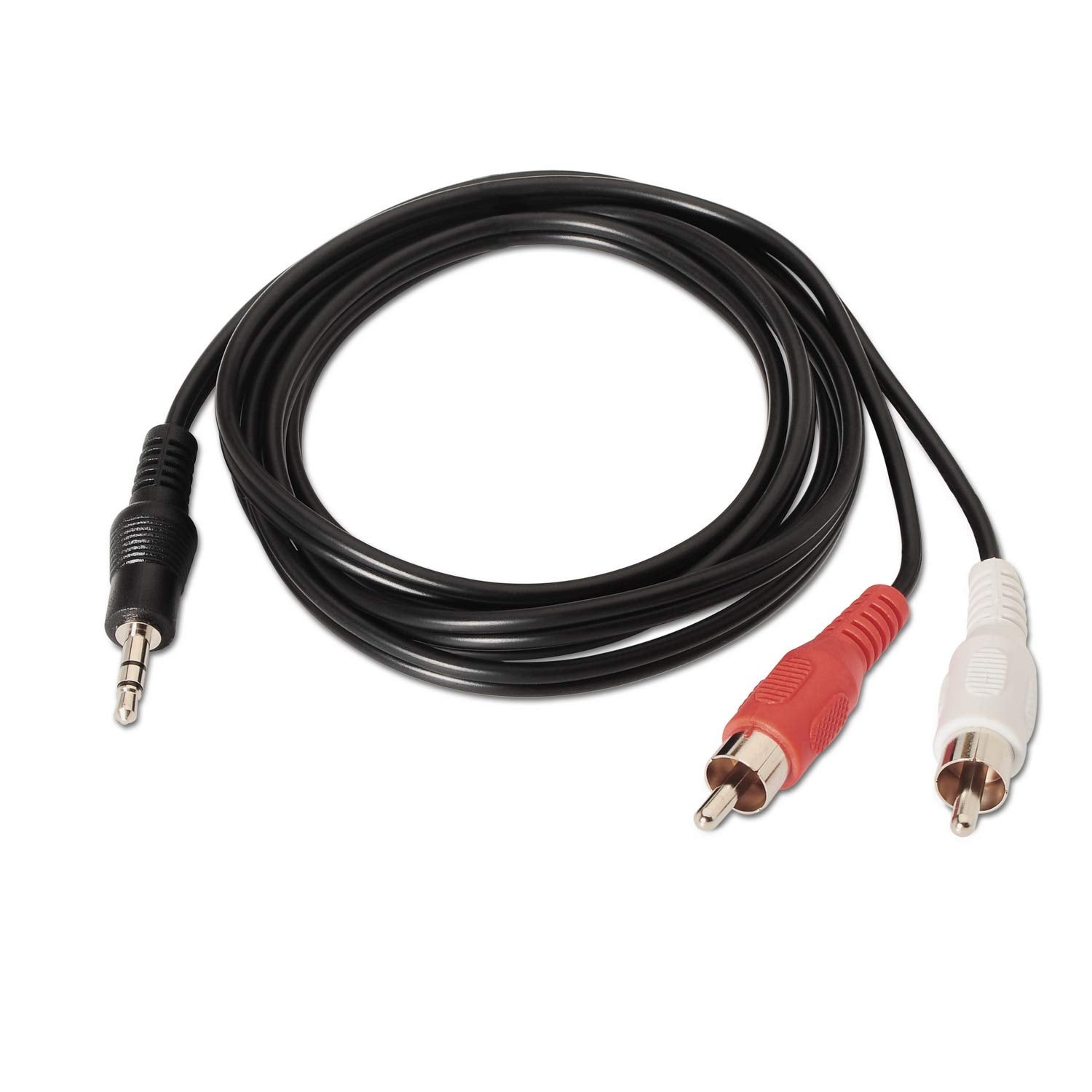 Cable Estéreo Aisens A128-0147/ Jack 3.5 Macho - 2x RCA Macho/ Hasta 0.1W/ 1.5m/ Negro