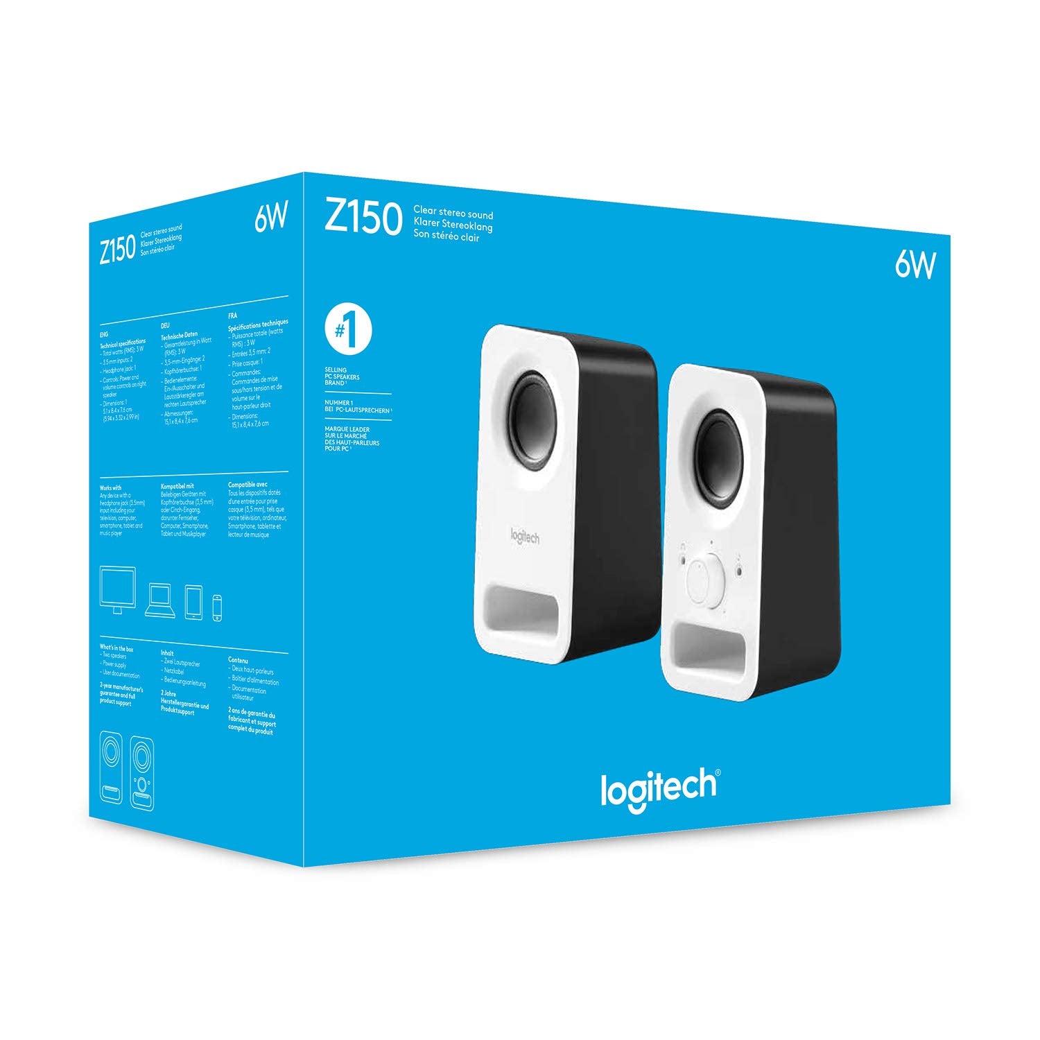 Altavoces Logitech Z150/ 6W/ 2.0/ Blanco