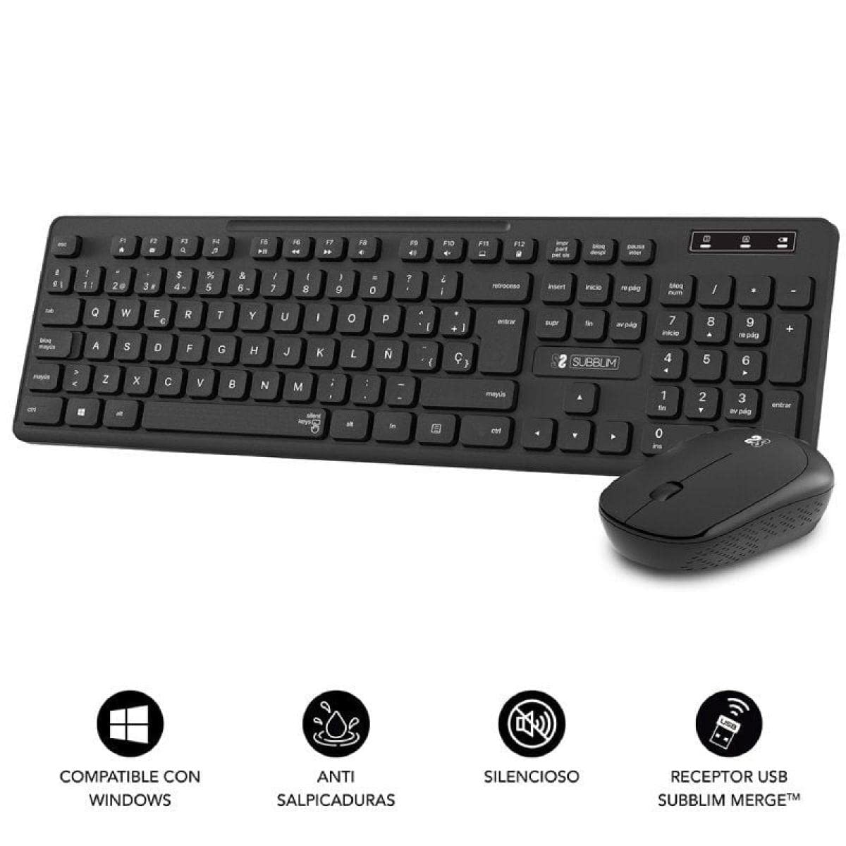 Teclado y Ratón Inalámbrico Subblim Combo Business Slim CSSW10/ Negro