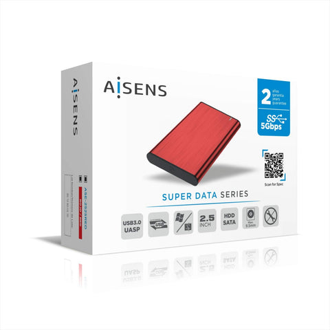 Caja Externa para Disco Duro de 2.5' Aisens ASE-2525RED/ USB 3.1/ Sin tornillos