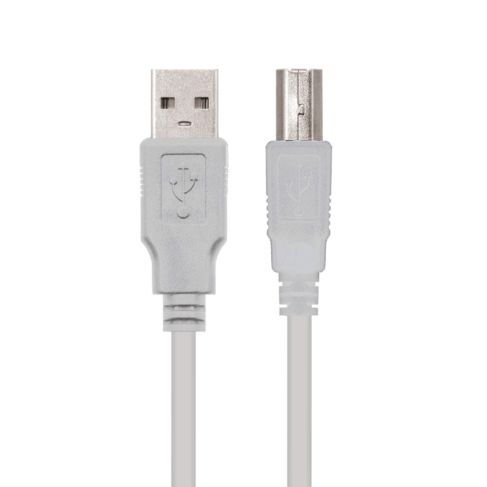 Cable USB 2.0 Impresora Nanocable 10.01.0102/ USB Tipo-B Macho - USB Macho/ 1m/ Beige