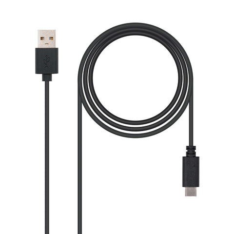 Cable USB 2.0 Tipo-C Nanocable 10.01.2100/ USB Tipo-C Macho - USB Macho/ 50cm/ Negro