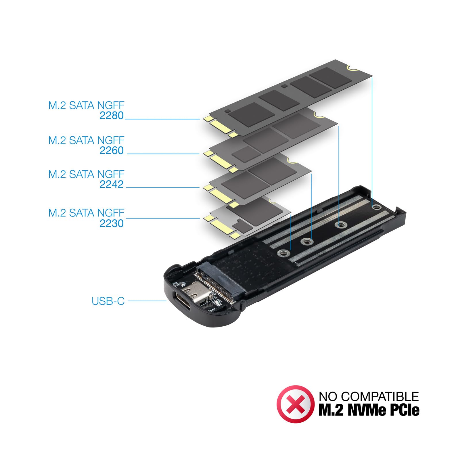 Caja Externa para Disco SSD M.2 TooQ TQE-2202BR/ USB 3.1 Gen2/ Sin tornillos