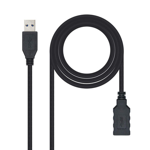 Cable Alargador USB 3.0 Nanocable 10.01.0902-BK/ USB Macho - USB Hembra/ 2m/ Negro