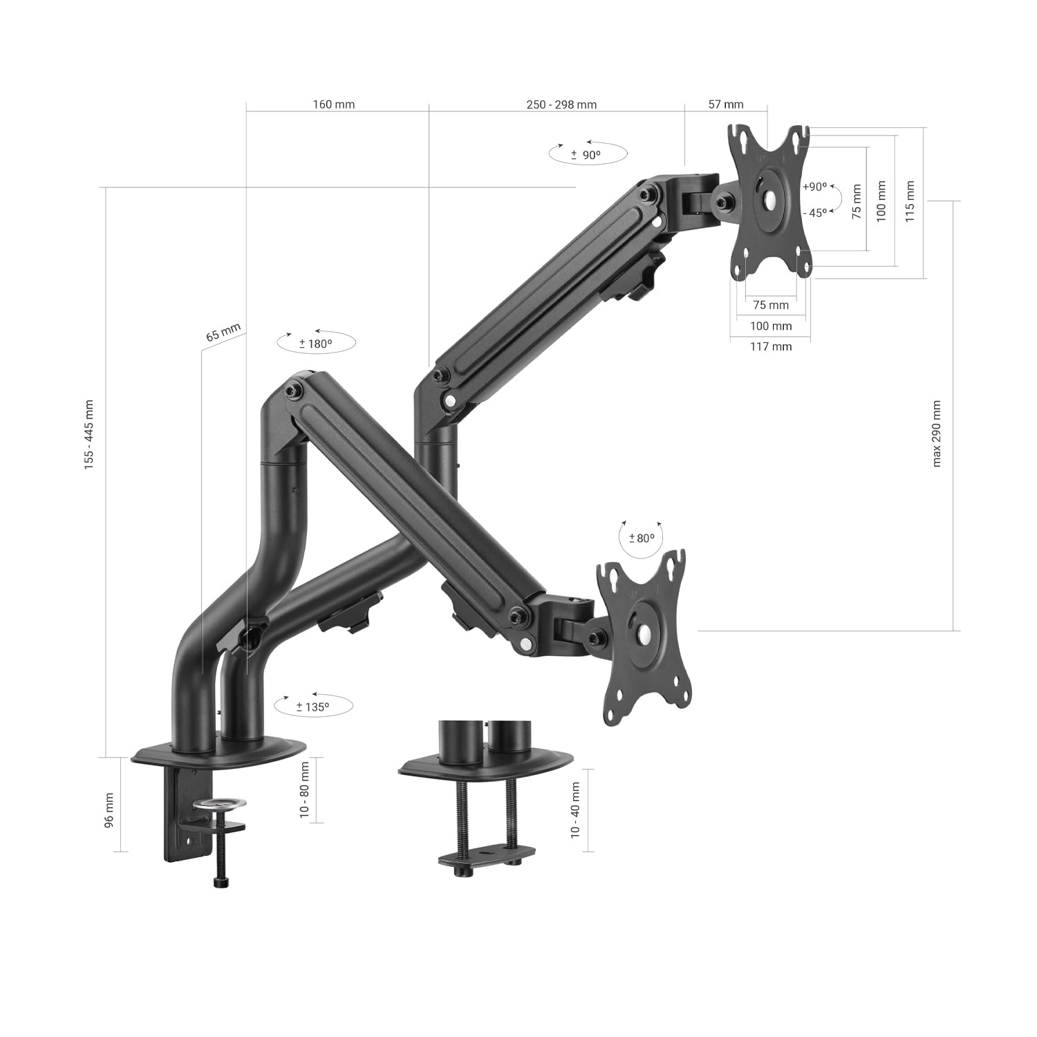 Soporte para 2 Monitores o TV Aisens DT32TSR-141/ hasta 8kg