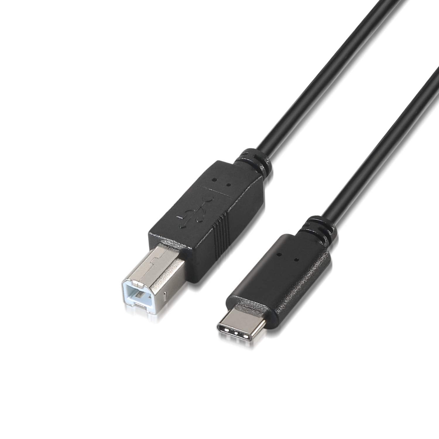 Cable USB 2.0 Impresora Aisens A107-0053/ USB Tipo-C Macho - USB Tipo-B Macho/ Hasta 9W/ 625Mbps/ 1m/ Negro