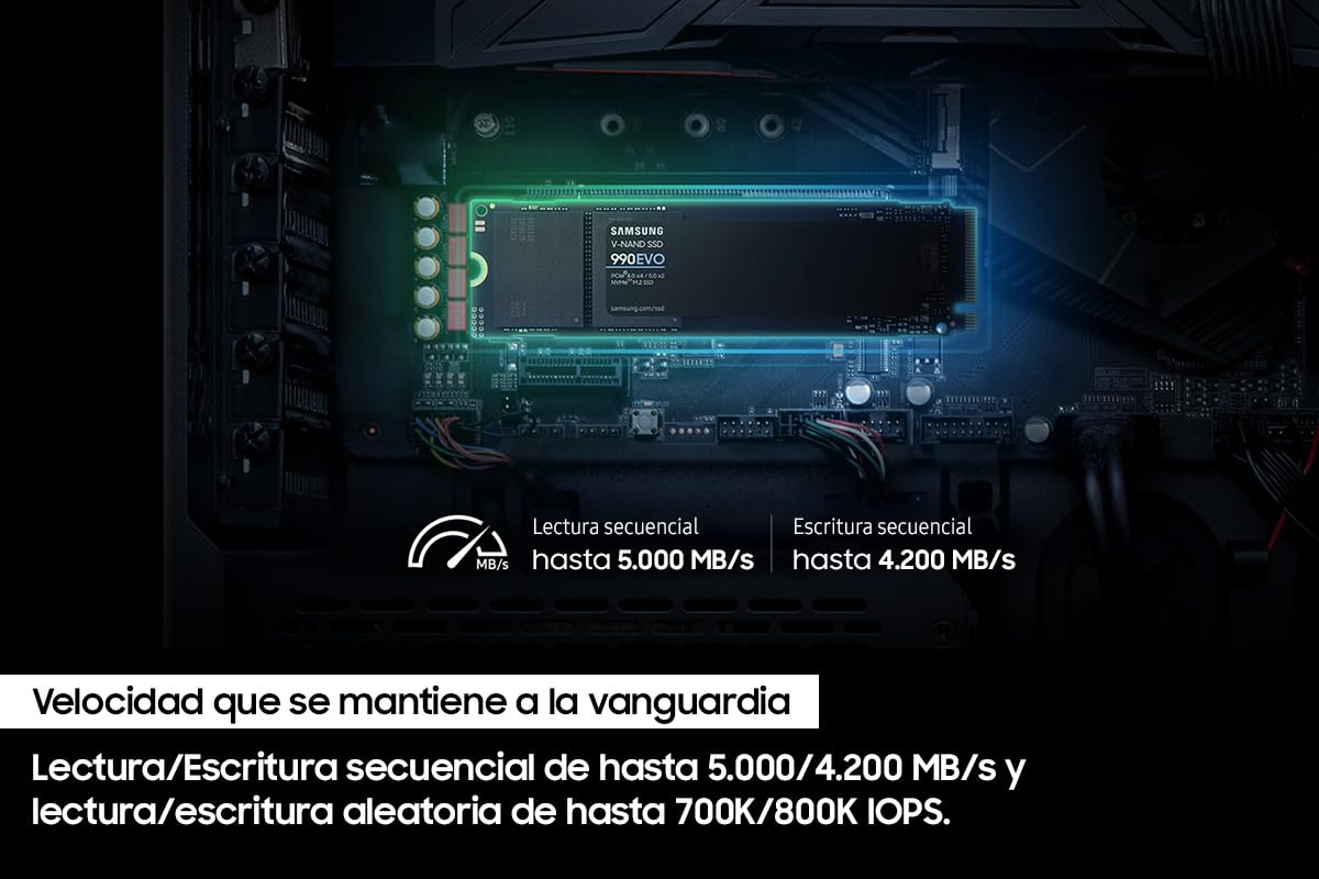 Disco SSD Samsung 990 EVO 2TB/ M.2 2280 PCIe 5.0/ Compatible con PS5 y PC/ Full Capacity