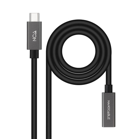 Cable Alargador USB 3.2 Nanocable 10.01.4401/ USB Tipo-C Macho - USB Tipo-C Hembra/ 1m/ Negro